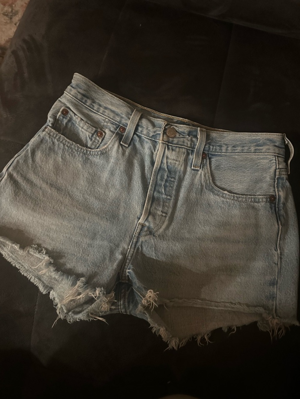 Levi’s 501 High Rise Cut Off Denim Shorts W27 Light Wash EUC